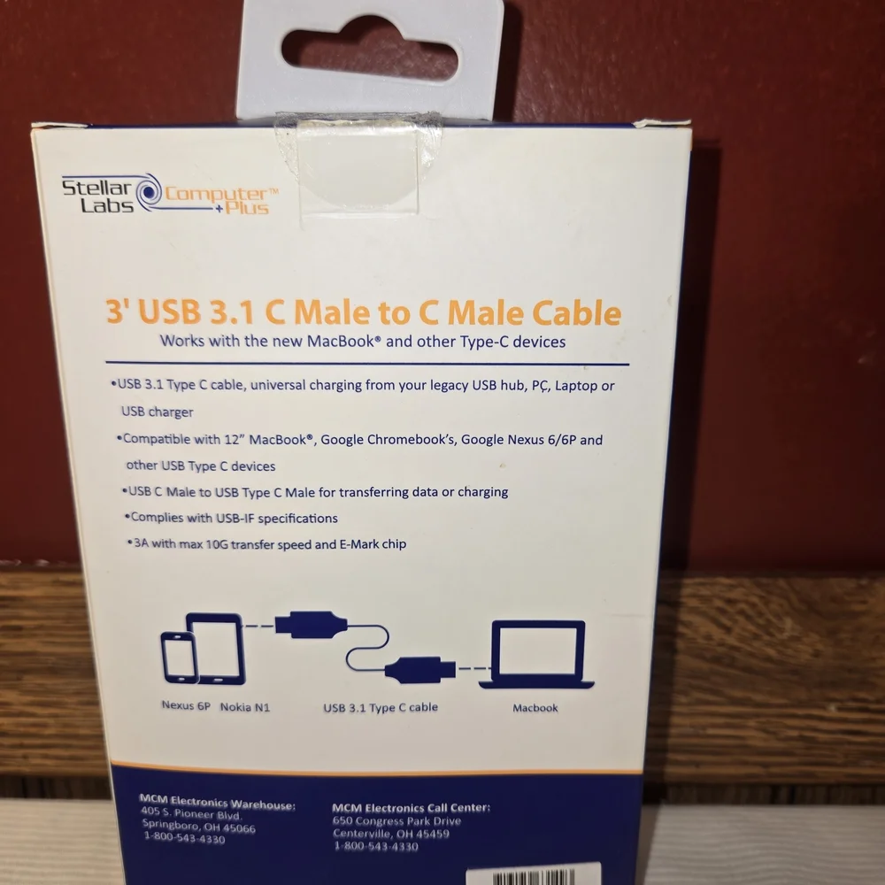 2 pcs USB C to USB C Cable Male to Male 3A PD Fast Charging Data Cable, US SHIP